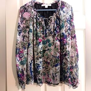 Diane Von Furstenberg  Silk Floral Blouse